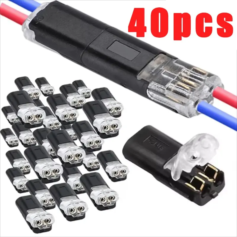 40pcs Quick-Splice Wire Connectors - 2 Pin 2 Way for Secure Electrical Connections, Ideal for 8-22AWG Wires, LED Cars & LED Strip Connectors, Double-Wire Connectors with Locking Buckle, Durable Reliable Connectors - LED Wiring Solution, Durable Bundle