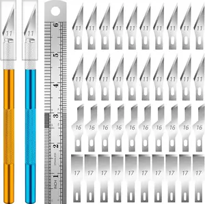 xacto Knife, 2 Exacto Knives with 40 Spare Exacto Blades, Craft Knife, Hobby Knife, Precision Exacto Knife Set for Crafts, Arts, Modeling, Scrapbooking (#11#16#17)