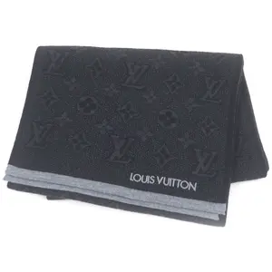 Pre-owned Louis Vuitton Cotton Small Leather Goods My Monogram Eclipse Wool Scarf