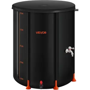 VEVOR Collapsible Rain Barrel, 100 Gallon Portable Rain Water Collection Barrel, 1000D PVC Rainwater Collection System, Garden Water Catcher Tank Storage Container with Spigot Overflow Kit, BlackVEVOR Super Brand Day