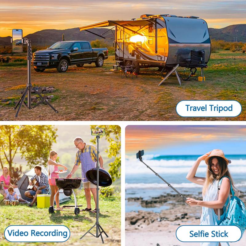 Extendable 62'' Phone Tripod & Selfie Stick with Wireless Remote, Universal Holder for iPhone, Android Phones & Cameras