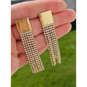 18k gold plated dangling CZ earrings