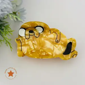 Sexy Jake Lazy Golden Dog Hair Claw – Double-Sided Durable Plastic Clip for Women & Girls, Cute Cartoon Inspired Gift Design for Premium Hair Accessory for Wife, Her, Bestie, BFF