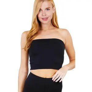 NE PEOPLE Women's Tube Top - Strapless Crop Casual Basic Slim Fit Stretch Cropped T Shirts