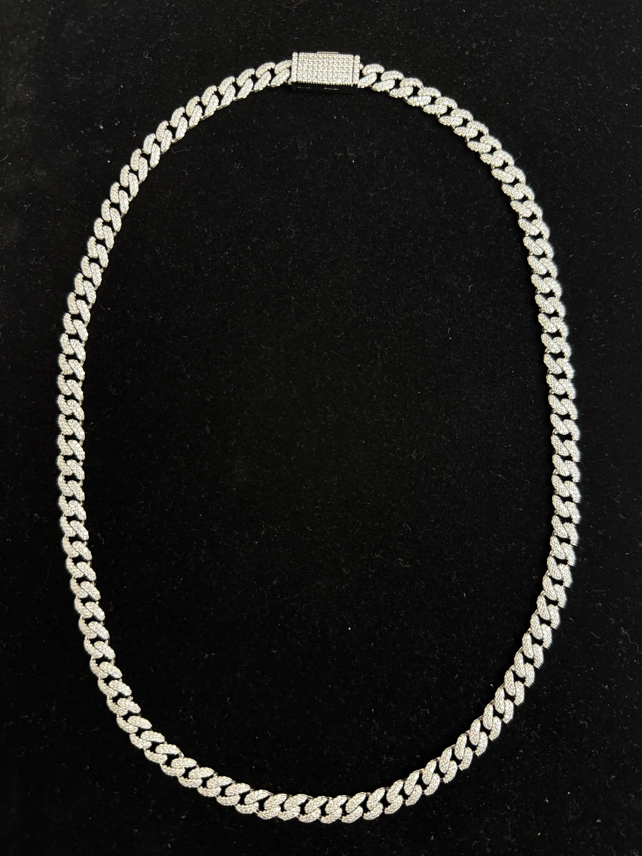 AXNT Solid 925 Sterling Silver 6MM Moissanite Cuban Chain AXNT Solid 925 Sterling Silver 6MM Moissanite Cuban Chain
