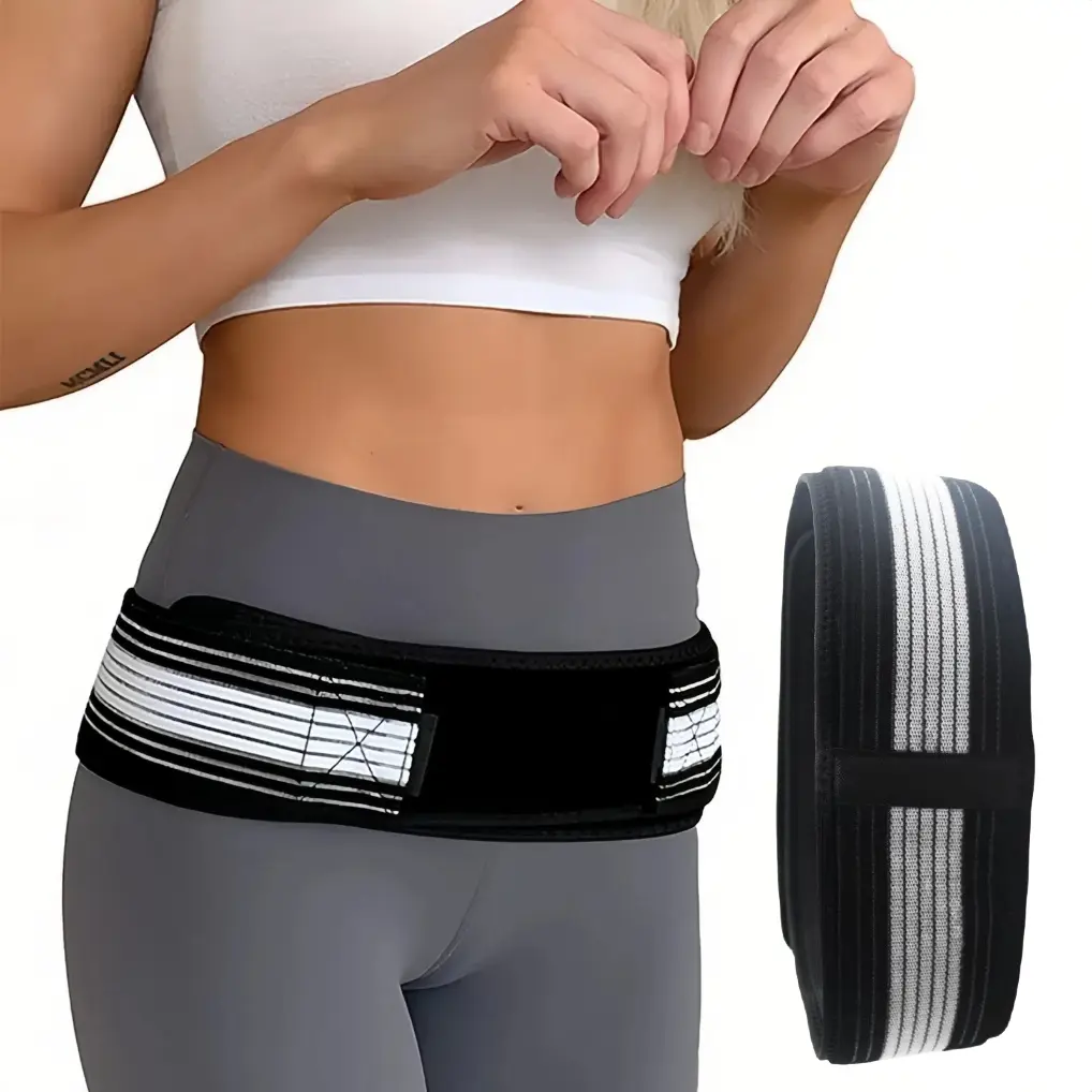 Sacroiliac Support Belt, Sporty Colorblock Polyester Hip Brace for SI Joint Support & Lower Back Pain Relief - Unisex, Adjustable for Fitness & Weight Training, Adjustable Posture, Waist Girdle, Gym/Lifting
