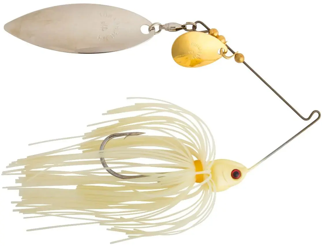 Tandem Blade Spinnerbait Fishing Lure, 3/8 oz Bass Bait with Stainless Steel Frame for Maximum Thump, Wider Gill Plate for True Spin, Mustad Hook & 3D Eyes - Fishing Equipment, Aggressive Bass