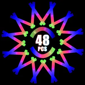 Bulk 48/96-Pack Colorful LED Light Up Glow Sticks for Raves & Concerts - 3 Flashing Modes, Glow in Dark Party Supplies for Home Parties, Fan Meetings, Weddings, Birthdays & Halloween Gifts Christmas Gifts Valentine's Day Gifts