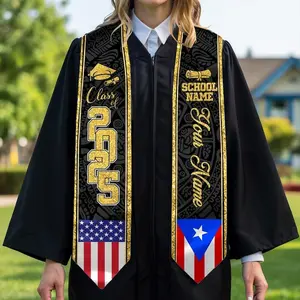 Personalized Puerto Ricans Graduation Stole, Class of 2025, Satin/Polyester Blend, Custom Graduation Sash 2025, Puerto Rico Graduation Gift