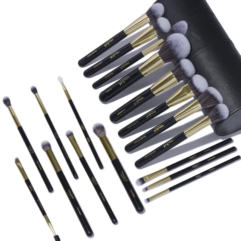18 Piece Makeup Brush Set by Adriana Nichole Cosmetics, Vegan Face & Eye Brushes with Travel Case