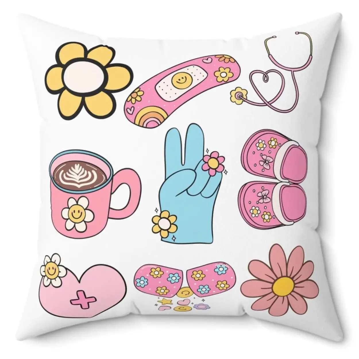 Healthcare Worker Pillow: Floral Medical Gift