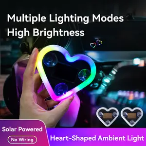 Solar Powered Car LED Ambient Light – Wireless Heart Shape Dashboard Light, Waterproof Romantic Gift for Her & Him | No Wiring Needed
