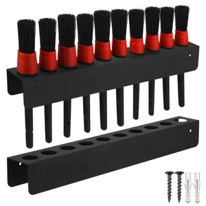 10-Hole Steel Car Detailing Brush Holder, Wall-Mount Tool Organizer with High Capacity, Load-Bearing Steel Construction, Easy-Install Mount Kit, Expanding Anchors for Car Cleaning Tool Storage