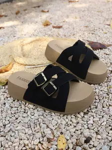 Cross Buckle Wedge Sandals, Adjustable Buckles, Comfortable Thick Sole, Casual Style, Perfect for Daily Wear, Beach, Dates, Parties
