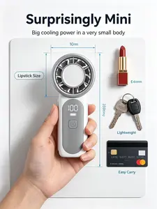 Super Mini Handheld Fan, Portable Turbo Bladeless Design, 6-Gear Adjustable with LED Display, USB Rechargeable, Ideal for Travel, Outdoor Use, For School For Student Women, Girls Children's Fans