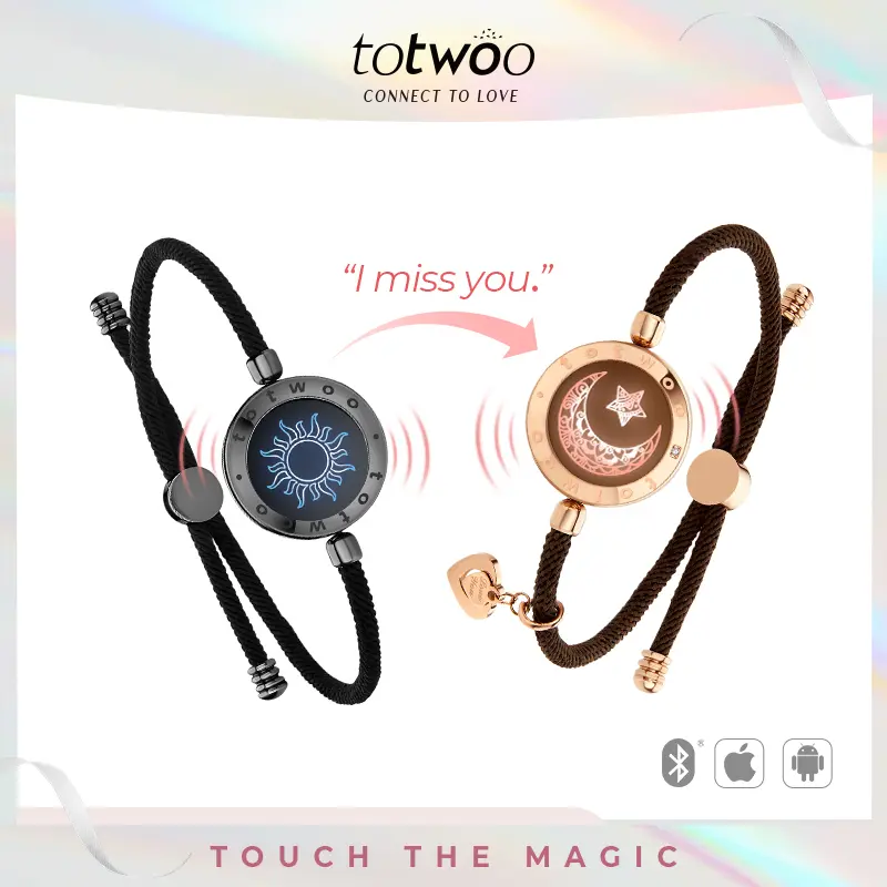 【emotional smart jewelry】totwoo Long Distance Touch Bracelets with Sun&Moon Functional Love Connect Gift For Boyfriend or Girlfriend or your Family