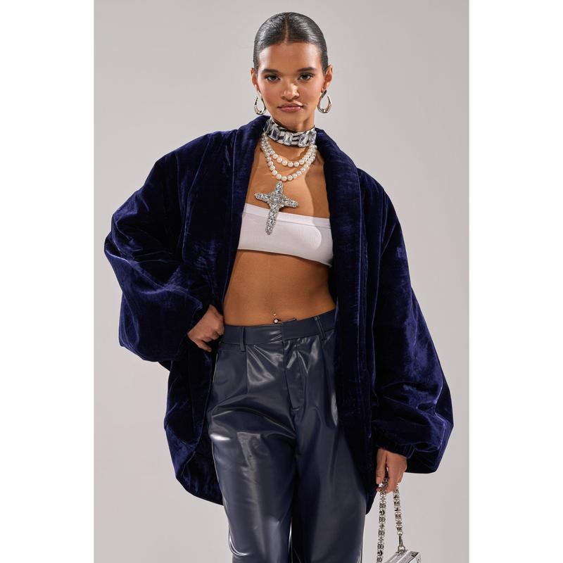 LOLA COCOON COAT IN VELVET