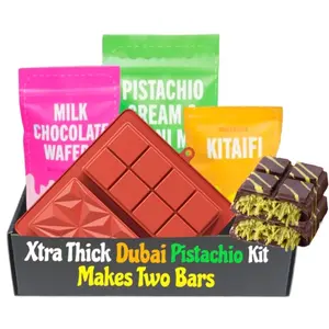 DIY Xtra Thick Viral Dubai Pistachio Knafeh Chocolate Bar Kit With Silicone Mold included (Makes 2 Thick Bars)