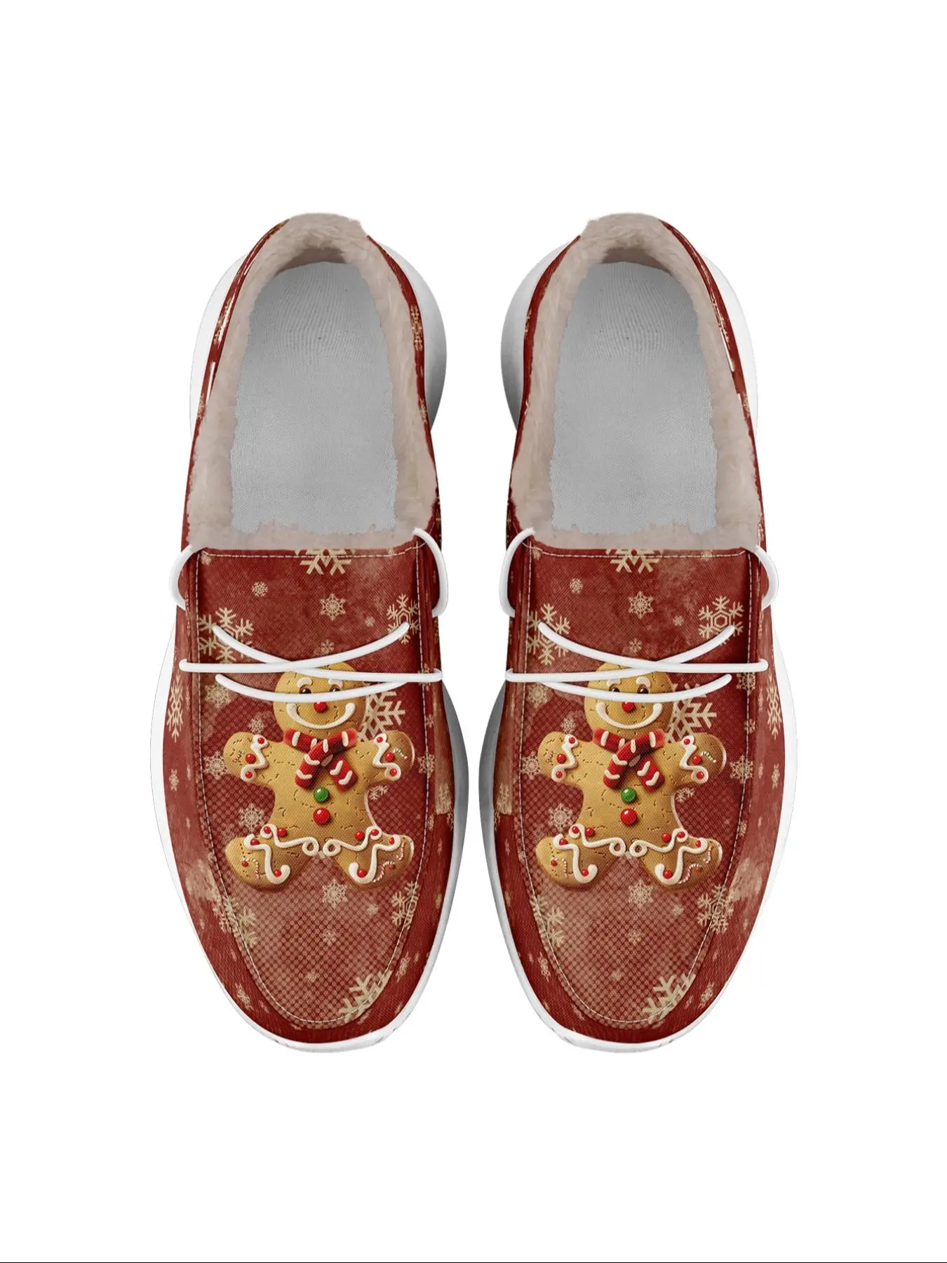 Women's Christmas Theme Gingerbread & Santa Claus Pattern Slip on Loafers, Casual Comfortable Flat Shoes for Autumn & Winter, Female All-match Round Toe Shoes for Daily Wear