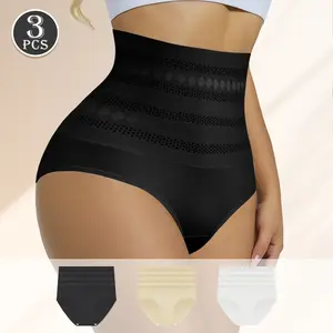 QUASTI High Waisted Tummy Control Shapewear Panties for Women Body Shaper Slimming Briefs Butt Lifting Underwear Girdle 3 Pack