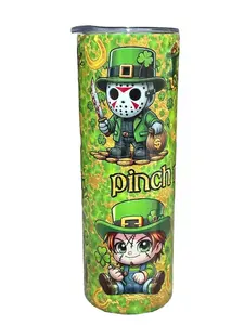 Pinch Me Pint Size - St Patrick Day - Horror - 20oz - Skinny Straight Sublimation Tumbler - Amy's Tumbler Junkies - Your Favorite Tumbler Shop!