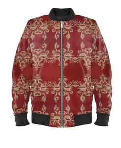 Royal Knowledge Jacket - Maroon Graphic Design Water-Proof Satin Outer Layer with Cotton Quilted Lining for Warmth & Style