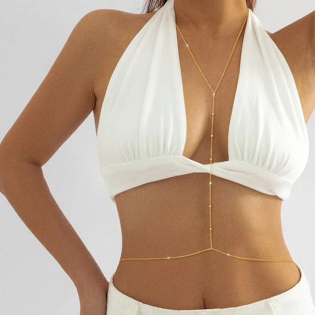 14K Gold Plated Body Chain for Women | Adjustable Waist Beads Chain | Beach Bikini Belly Chain Jewelry | Boho Festival Layered Body Jewelry | 26.5-33 Inch