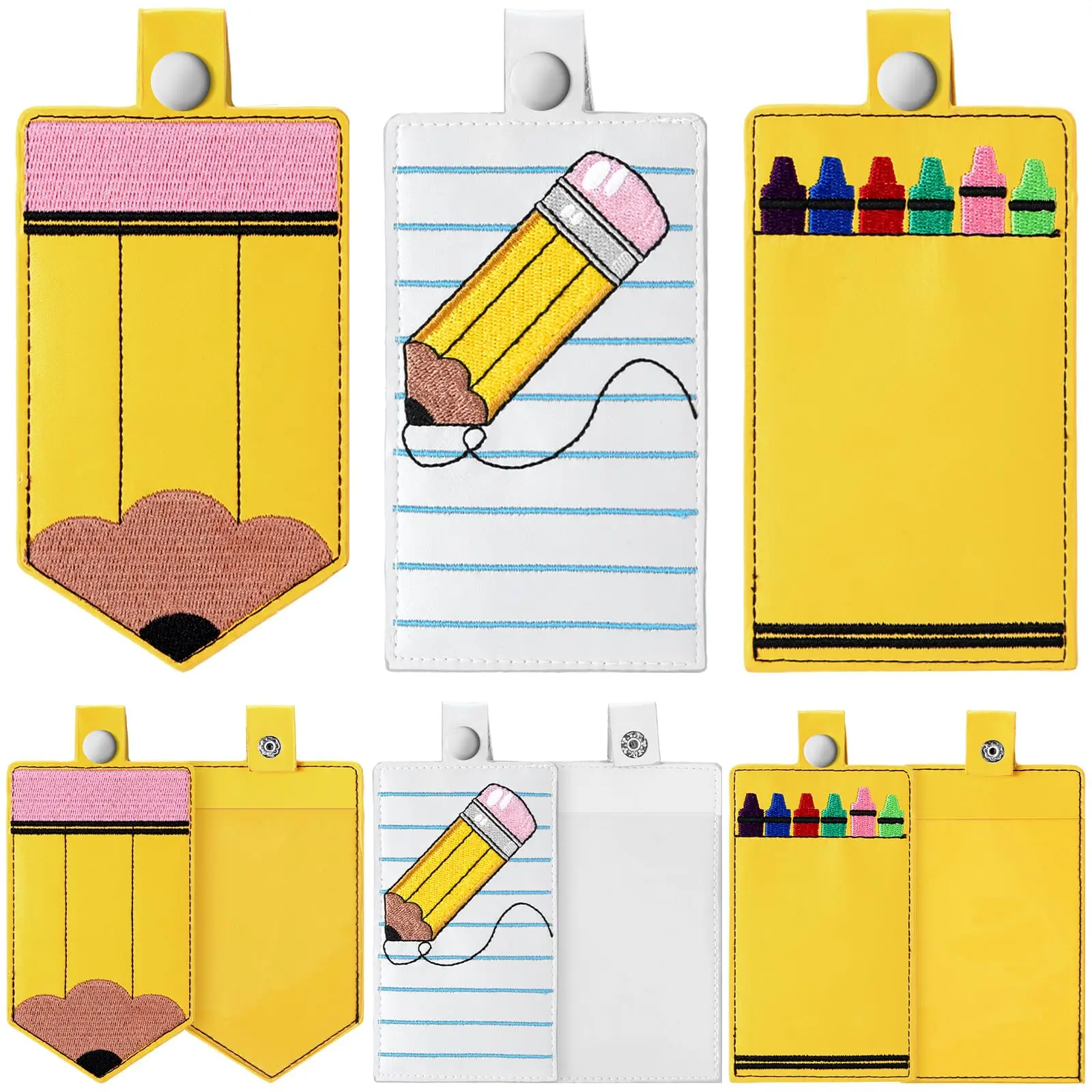 6 Pcs Back to School Teacher Badge Holders, Cute ID Card Holder Gift Set for Teachers, Teacher Appreciation Gifts for Meet the Teacher Night, First Day of School and School Staff