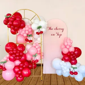 241Pcs Cherry Balloon Arch Kit, Red Pink And White Balloons For Cherry Birthday Party Decoration, Valentine'S Day Party, Baby Shower Decoration Supplies