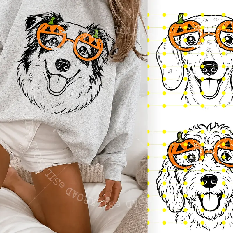 Custom 50+ Dog Breeds Halloween Sweatshirt, Funny Spooky Puppy Graphic Tee, Trick-or-Treat Dog Tee, Cute Halloween Dog Lover T-Shirt, Unisex Sweaters, Ash Grey Color - AL