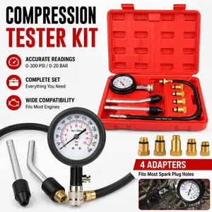 Automotive Gas Engine Cylinder Compression Pressure Gauge Tester Kit - Car, Motorcycle Diagnostic, Repair & Inspection Tool