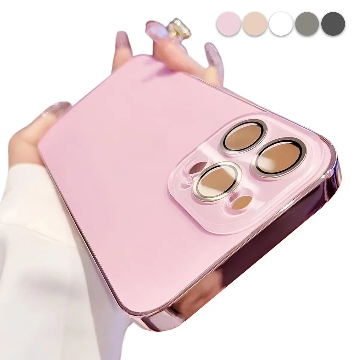 Pink Electroplated Edge Cellphone Casing, Protective Shockproof Anti-Fall Cover with Stylish Slim Profile, Lens Scratch Guard for Pro Max Compatible iPhone 17,16,15,14,13,12,11, Girls' Gift Idea