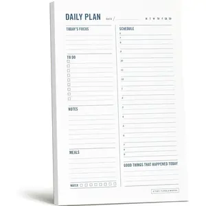 Daily Planner Notepad with Hourly Schedule ADHD Planner Time Block Planning Pad Desktop To Do List College Supplies 6 x 9 50 Undated Sheets