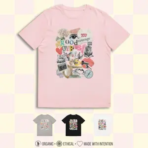 “MANIFESTATION BOARD” 100% Organic Cotton Tee, Abundance Love Graphic T-Shirt, Angel Numbers, Vision Board Aesthetic Shirt, Positive Vibes Collage Tshirt, Spiritual Affirmation Unisex Crewneck Casual Top [GOTS + OCS Certified]