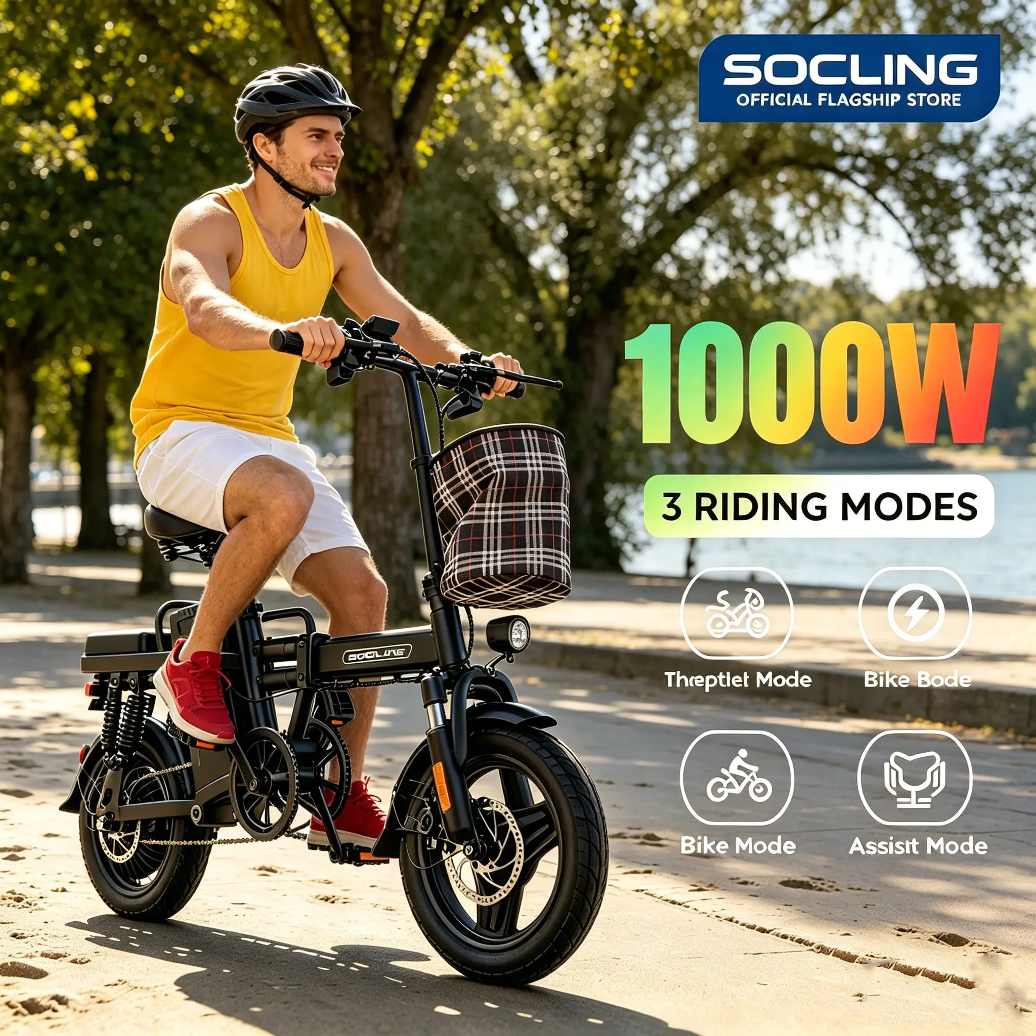 Z1 Folding Electric Bike - 1000W High-Speed Adult Urban Commuter E-Cycle with 48 Mi Long Range, Bike Cycle