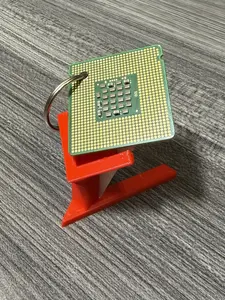 Upcycled CPU Keychain (Made from a Genuine Intel® Processor) + Display Stand