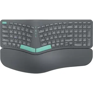 Keyboard, Split Keyboard with Cushioned Wrist Rest, USB and  Connectivity, USB-C Rechargeable, Compatible with Windows