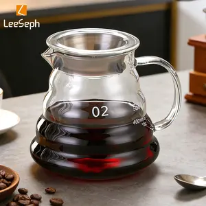 Coffee Carafe, 350/600/800ML Clear Glass Kettle, Sharing Pot with Lids, Pour over Coffee Espresso Maker Accessories