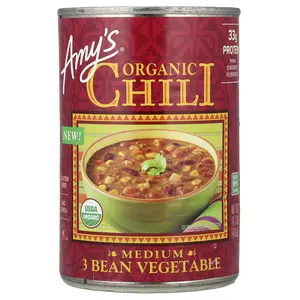 Amy's Organic Chili, 3 Bean Vegetable, Medium, 14.7 oz (416 g)