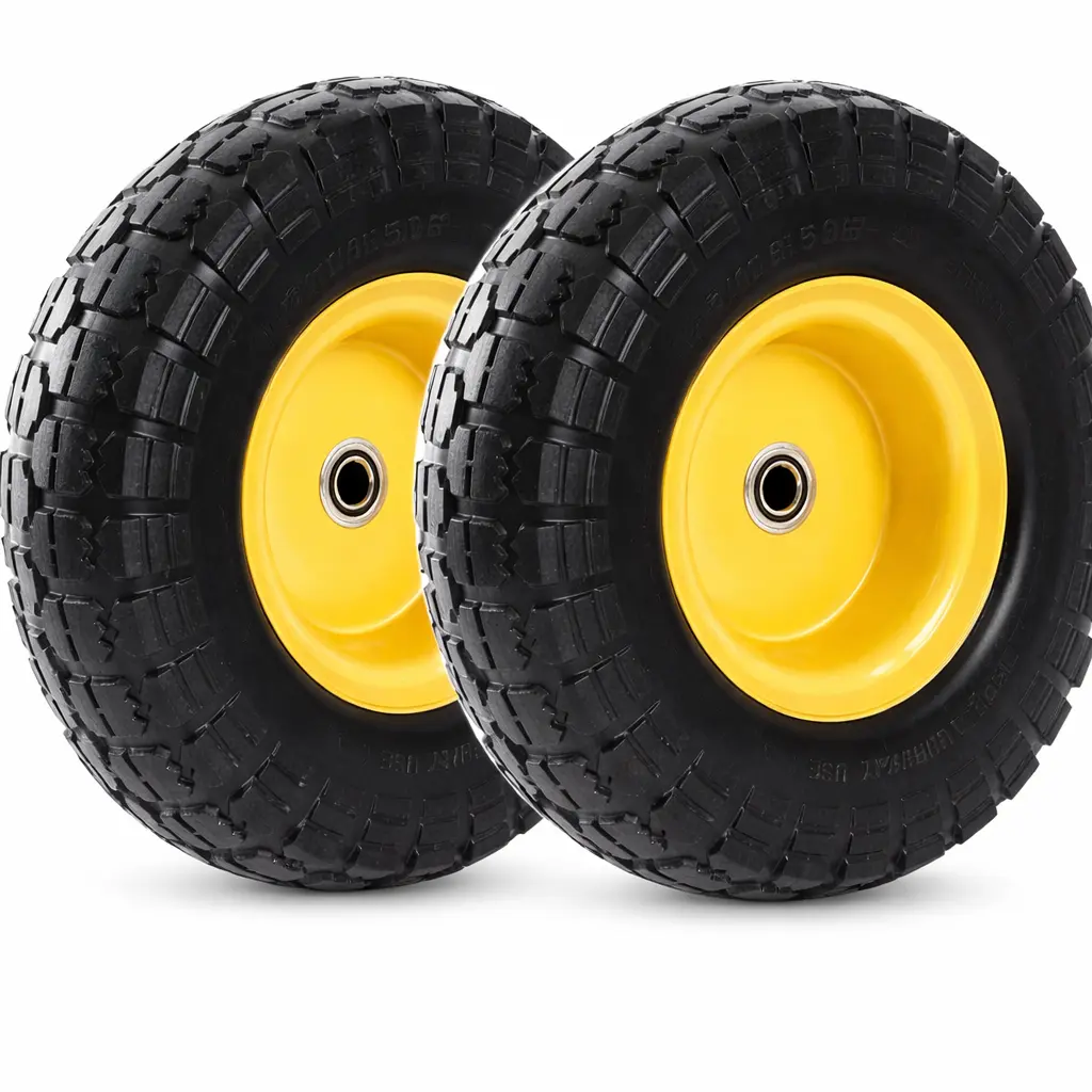 【AAAA】Solid PU Run-Flat Tire Wheel, 2-Pack,  450 lbs Static Load, Flat Free Tubeless Tires and Wheels for Hand Truck, Utility Cart, Dollies, Garden Trailers, Various Carts