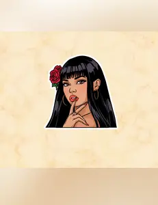 Chicana Girl Sticker | Muñeca with Rose Sticker | Mexican American Girl Sticker