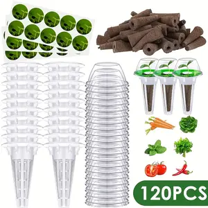 [Hydroponic System] Hydroponic Garden Kit |   120pcs |   Durable Plant Containers, Transparent |   with 30pcs Seed Starting System |   for Indoor and Outdoor Use, Vegetable Planting