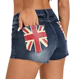 Union Jack Flag Denim Shorts | Luxury Textured High-Waisted Cut-Offs | British Punk Retro Festival Wear