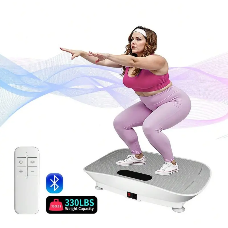 Vibration Plate Exercise Machine – Whole Body Workout Fitness Platform – Motor Speed Control, Smart Screen, Low Noise, 220 LBS Load – Ideal For Home Training, Shaping, Strength Training & Lymphatic Support – Portable Low  Impact Vibration Machine For Mus