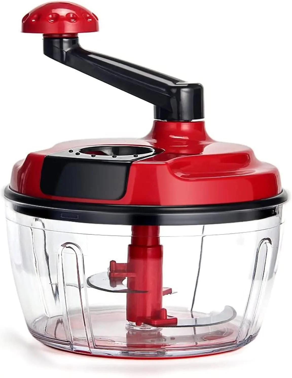 Multi-Functional Manual Food Processor,8 Cup Hand-Powered Crank Chopper,Mincer Blender with Clear Container,For Vegetables Meat Fruits Nuts Herbs Onions ZABBOW
