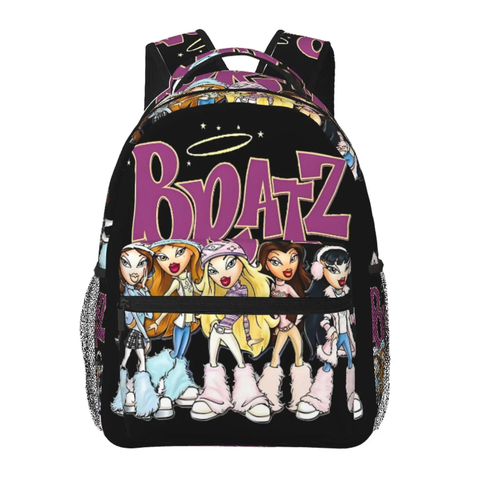 Pink girly BRATZ backpacks for school—large-capacity laptop daypacks with exquisite prints, durable casual bookbags for campus daily commutes; a gift for teen students.