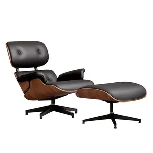 [Mid Century Accent Chair] Mid Century Recliner Chair with Ottoman - Wide Armrest, Heavy Duty Base Support - for Living Room Bedroom Office luxury seat minimalis