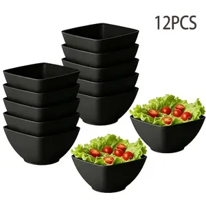 12pcs Square Bowls Set, Reusable Dessert Bowls for Dinner, Oatmeal, Salad, Soup, Home Kitchen Dining, Picnic, Camping