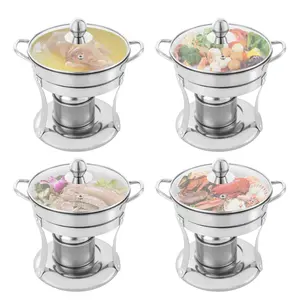 4PCS 201 Stainless Steel Round Buffet Warmer Set with Lid, 1600ml Capacity Each, for Catering Events, Parties Thermal Casserole Dish Insulated Casserole Dish Cookware