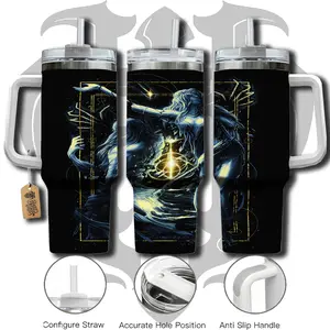 HardTimesMerch - Marika Radagon Elden ring #1 40oz Handle Tumbler Stainless Steel Travel Mug, Game Inspired Vacuum Insulated Cup, Large Iced Coffee Tumbler, Manga Fighter Drinkware, Gamer Gift for Him Her